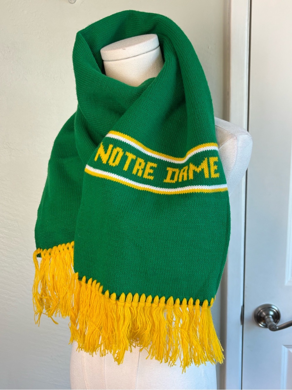 Bundle 2/$30! Notre Dame Green & Gold Knit Scarf Fighting Irish EUC